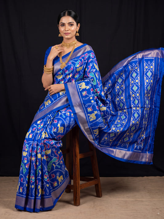 Pochampally Designer Printed & Dola Silk Fabric Saree
