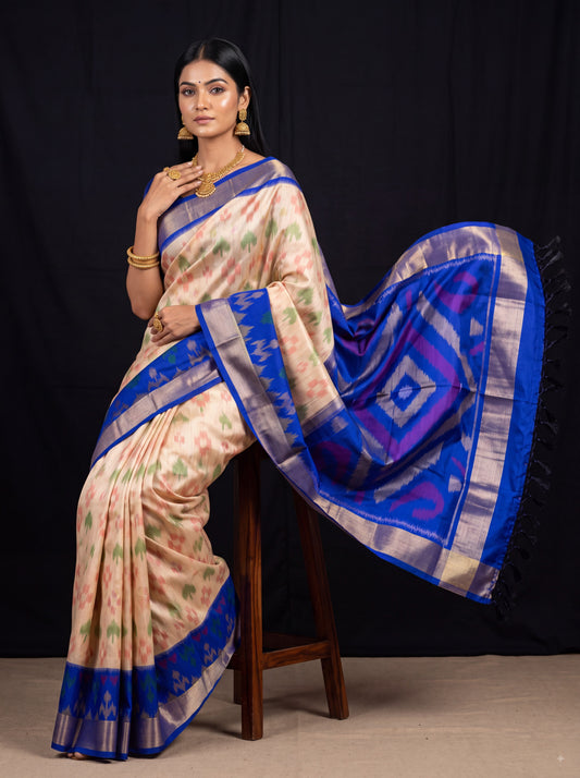 Pochampally Designer Printed & Dola Silk Fabric Saree