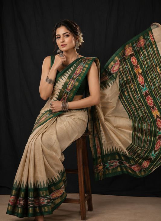 Dola Silk Pochampally Elegant Printed Saree