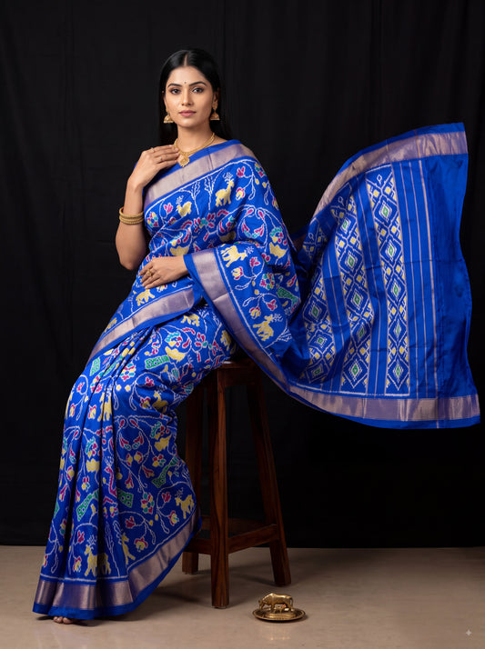 Pochampally Designer Printed & Dola Silk Fabric Saree