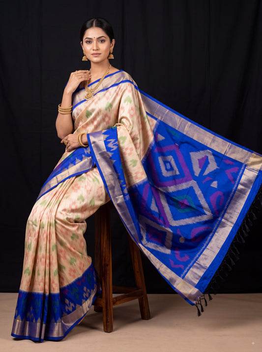Pochampally Designer Printed & Dola Silk Fabric Saree