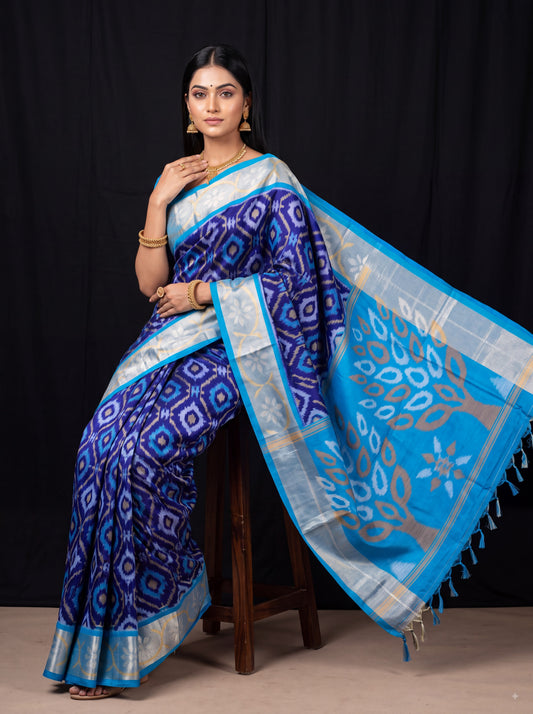 Pochampally Designer Printed & Dola Silk Fabric Saree