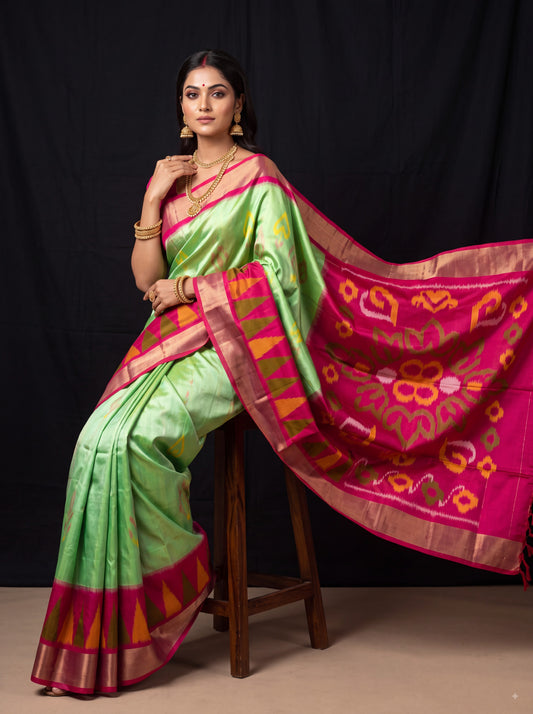 Pochampally Designer Printed & Dola Silk Fabric Saree