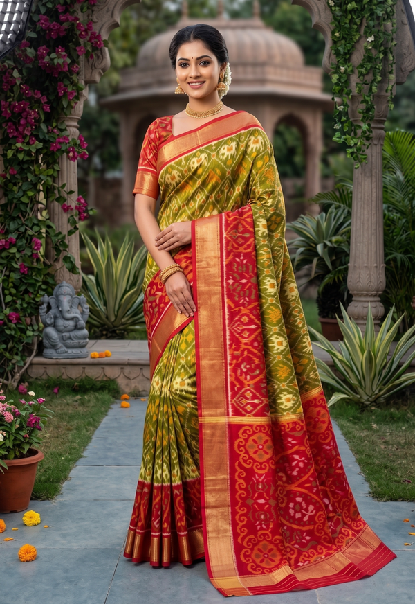 Trending Pochampally Ikkat Soft Silk Saree with Zari Border