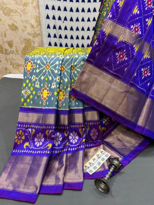 Dola Silk Pochampally Printed Saree with Blouse Piece